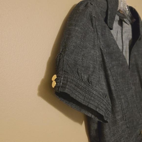 Sean by Sean Combs | Dark Blue Denim V-Neck Midi Length Wrap Dress (Size XS) - Picture 5 of 15